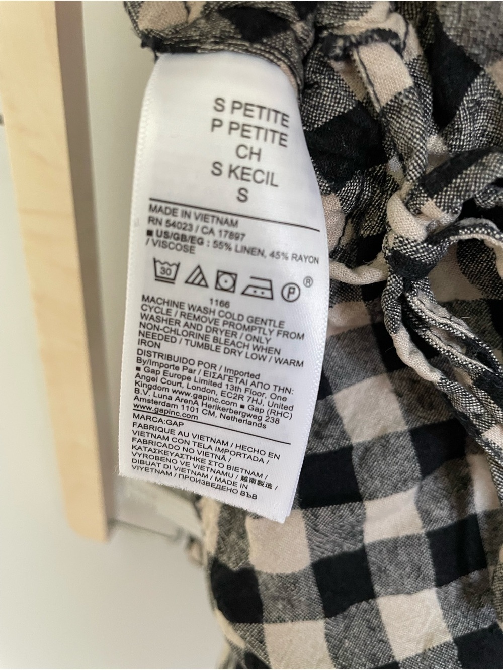 GAP Black and Cream Gingham Drawstring Maxi Skirt - Picture 5 of 6